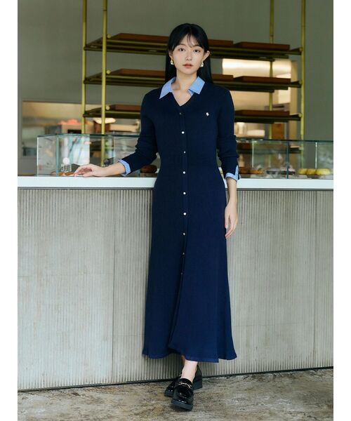 TONAL ワンピース　新品 TONAL ワンピース バイカラーオープンフレアワンピース