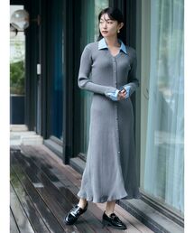 TONAL ワンピース　新品 TONAL ワンピース バイカラーオープンフレアワンピース