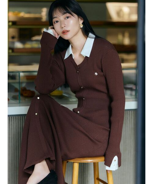 TONAL(トーナル)の「【POLO BCS】シャツドッキングニットワンピース(ワンピース・レディース・ネイビー/ブラウン/グレー・MEDIUM)」の9枚目の写真