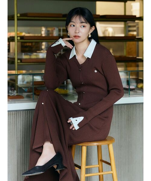 セール】【POLO BCS】シャツドッキングニットワンピース（ワンピース