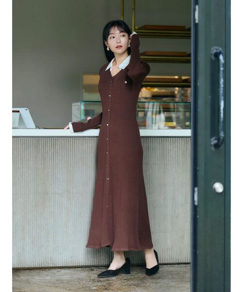 TONAL(トーナル)の「【POLO BCS】シャツドッキングニットワンピース(ワンピース・レディース・ネイビー/ブラウン/グレー・MEDIUM)」の13枚目の写真