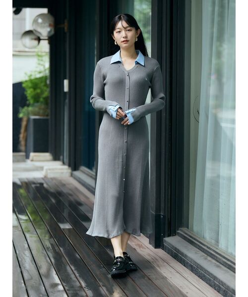 TONAL(トーナル)の「【POLO BCS】シャツドッキングニットワンピース(ワンピース・レディース・ネイビー/ブラウン/グレー・MEDIUM)」の14枚目の写真