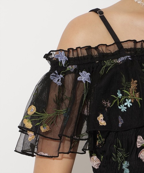AND COUTURE(アンドクチュール)の「ボタニカル柄刺繍チュールブラウス(シャツ/ブラウス・レディース・オフホワイト/ブラック・FREE)」の18枚目の写真