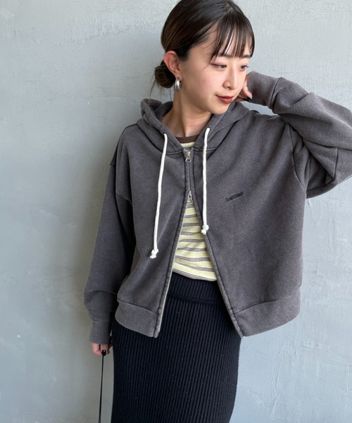 Healthknit（ヘルスニット）の「[HEALTHKNIT/ヘルスニット] 別注 ショート丈 クラシックスウェットジップパーカー（パーカー・レディース・チャコールグレー/アッシュグレー/ネイビー/ベージュ/ピンク・F）」の2枚目の写真