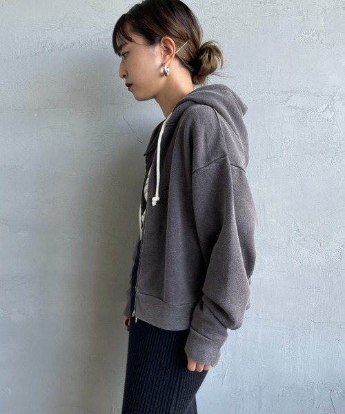 Healthknit（ヘルスニット）の「[HEALTHKNIT/ヘルスニット] 別注 ショート丈 クラシックスウェットジップパーカー（パーカー・レディース・チャコールグレー/アッシュグレー/ネイビー/ベージュ/ピンク・F）」の15枚目の写真