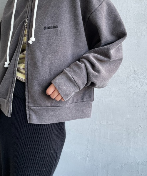 Healthknit（ヘルスニット）の「[HEALTHKNIT/ヘルスニット] 別注 ショート丈 クラシックスウェットジップパーカー（パーカー・レディース・チャコールグレー/アッシュグレー/ネイビー/ベージュ/ピンク・F）」の22枚目の写真