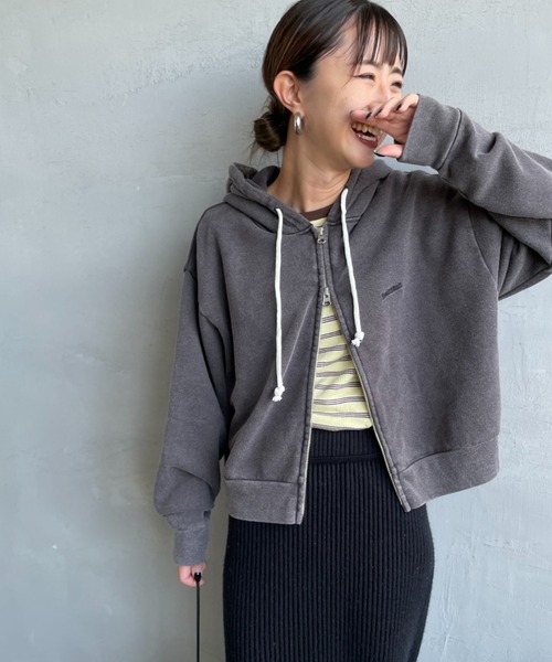 Healthknit（ヘルスニット）の「[HEALTHKNIT/ヘルスニット] 別注 ショート丈 クラシックスウェットジップパーカー（パーカー・レディース・チャコールグレー/アッシュグレー/ネイビー/ベージュ/ピンク・F）」の13枚目の写真