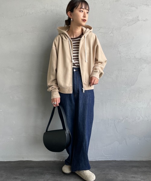 Healthknit（ヘルスニット）の「[HEALTHKNIT/ヘルスニット] 別注 ショート丈 クラシックスウェットジップパーカー（パーカー・レディース・チャコールグレー/アッシュグレー/ネイビー/ベージュ/ピンク・F）」の9枚目の写真