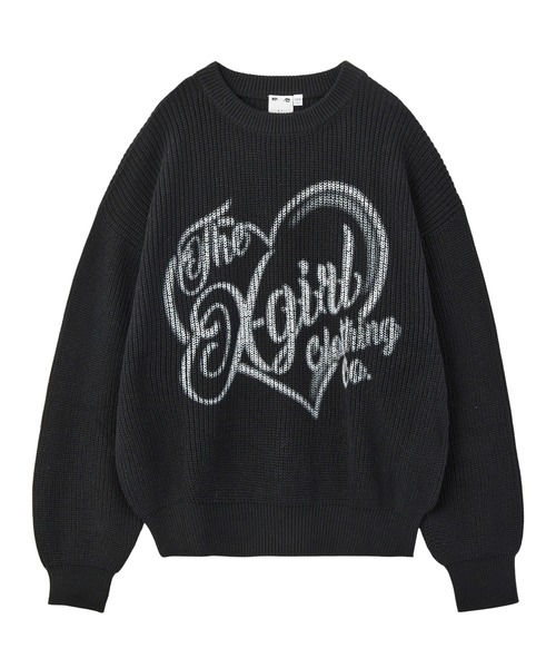 HEART SPRAY LOGO KNIT TOP（ニット/セーター）｜X-girl（エックス