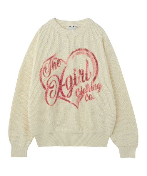 HEART SPRAY LOGO KNIT TOP（ニット/セーター）｜X-girl（エックス
