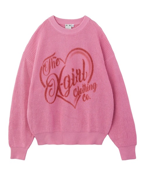 HEART SPRAY LOGO KNIT TOP（ニット/セーター）｜X-girl（エックス