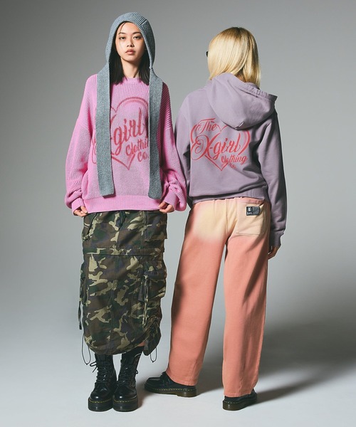 HEART SPRAY LOGO KNIT TOP（ニット/セーター）｜X-girl