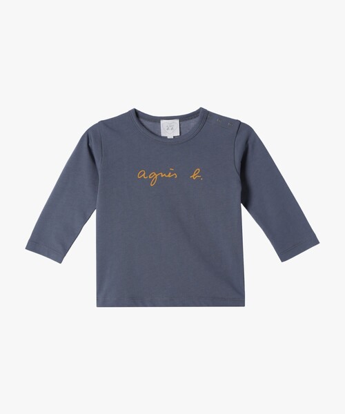 agnes b.(アニエスベー)の「ベビー ロゴ コットン 長袖 Tシャツ(Tシャツ/カットソー・キッズ・グレー系その他・1YEAR/2YEAR/6MONTH/18M)」の1枚目の写真