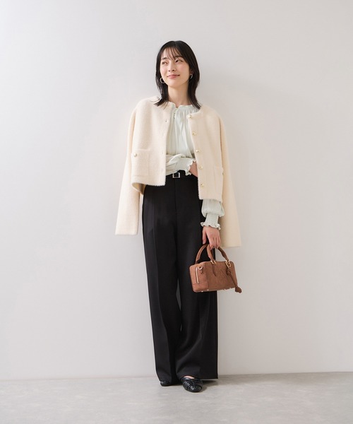 VIS(ビス)の「割繊シャーリングブラウス/2WAY・イージーケア(シャツ/ブラウス・レディース・ピンク/チャコールグレー/オフホワイト・FREE)」の5枚目の写真