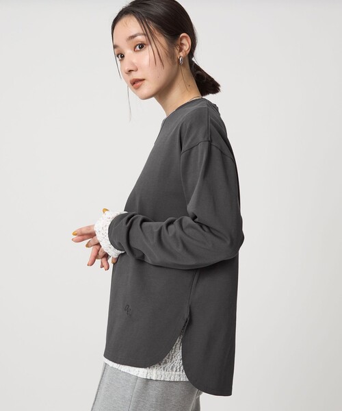 green label relaxing（グリーンレーベルリラクシング）の「【WEB限定】＜at ease＞ロングスリーブ カットソー UVカット（Tシャツ/カットソー・レディース・オフホワイト/ダークグレー・FREE）」の9枚目の写真