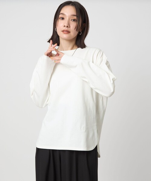 green label relaxing（グリーンレーベルリラクシング）の「【WEB限定】＜at ease＞ロングスリーブ カットソー UVカット（Tシャツ/カットソー・レディース・オフホワイト/ダークグレー・FREE）」の10枚目の写真