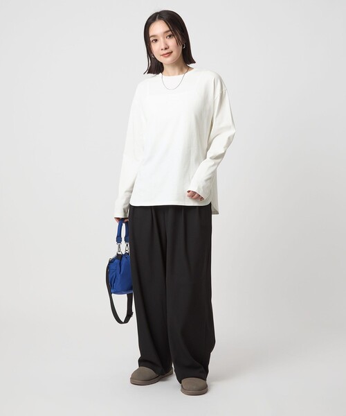 green label relaxing（グリーンレーベルリラクシング）の「【WEB限定】＜at ease＞ロングスリーブ カットソー UVカット（Tシャツ/カットソー・レディース・オフホワイト/ダークグレー・FREE）」の12枚目の写真