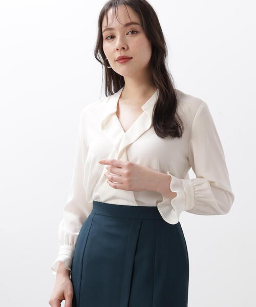 セール】◇バンドカラーラッフルブラウス（シャツ/ブラウス