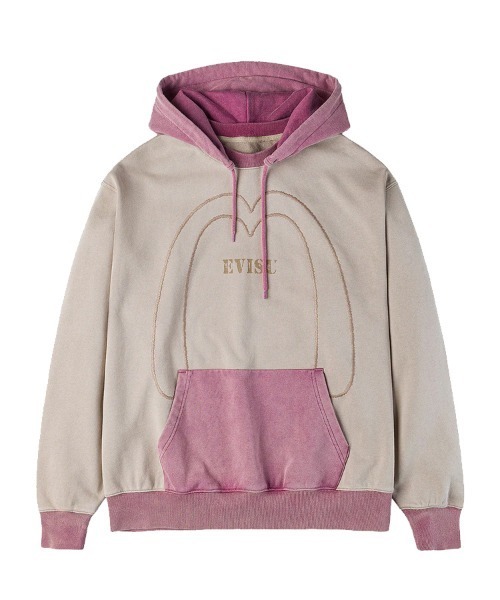 EVISU（エヴィス）の「【EVISU】CONTRAST PANELS AFTER-HOOD SWEATSHIRT / ライトグレー [2EAEJM5SW6104]（パーカー・メンズ・グレー・M/L/S/LL）」の2枚目の写真