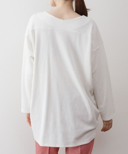 RCD（アールシーディー）の「ワッフルロングスリーブプルオーバー（Tシャツ/カットソー・レディース・杢グレー/ブラック/ネイビー/ホワイト/カーキ/オレンジ/パープル・4L～5L/LL～3L/M-L）」の17枚目の写真