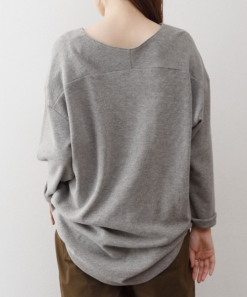 RCD（アールシーディー）の「ワッフルロングスリーブプルオーバー（Tシャツ/カットソー・レディース・杢グレー/ブラック/ネイビー/ホワイト/カーキ/オレンジ/パープル・4L～5L/LL～3L/M-L）」の22枚目の写真