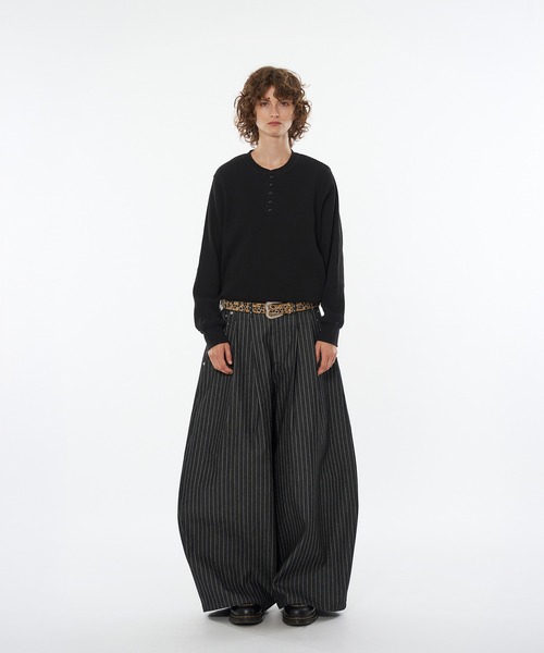 WISH FOR EVER（ウィッシュフォーエバー）の「DRAW CODE HENRY NECK THERMAL LONG SLEEVE / ドローコードヘンリーネックサーマルロングスリーブ（Tシャツ/カットソー・メンズ・ネイビー/ダークブラウン/ワインレッド/ブラック/グレー・SMALL/LARGE/MEDIUM）」の11枚目の写真