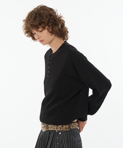 WISH FOR EVER（ウィッシュフォーエバー）の「DRAW CODE HENRY NECK THERMAL LONG SLEEVE / ドローコードヘンリーネックサーマルロングスリーブ（Tシャツ/カットソー・メンズ・ネイビー/ダークブラウン/ワインレッド/ブラック/グレー・SMALL/LARGE/MEDIUM）」の22枚目の写真