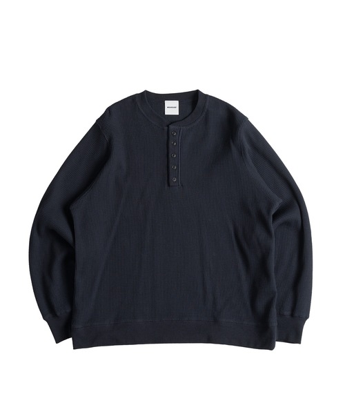 WISH FOR EVER（ウィッシュフォーエバー）の「DRAW CODE HENRY NECK THERMAL LONG SLEEVE / ドローコードヘンリーネックサーマルロングスリーブ（Tシャツ/カットソー・メンズ・ネイビー/ダークブラウン/ワインレッド/ブラック/グレー・SMALL/LARGE/MEDIUM）」の9枚目の写真