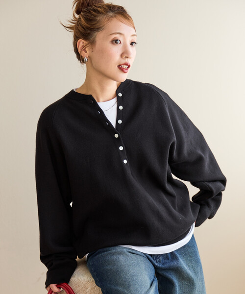 本日限定値下げ☆25AW新作初回生産分♡NOBLEYAKクルーネックプルオーバー セール】限定展開 スウェットライク ヘンリーネック ニット プル