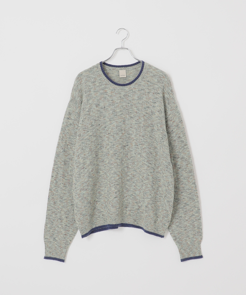 B.C STOCK（ベーセーストック）の「【Deux Allures/ドゥ アリュール】ラメ カノコ編みクルーネックニット（ニット/セーター・メンズ・ブラック/ベージュ/ブルー・FREE）」の3枚目の写真