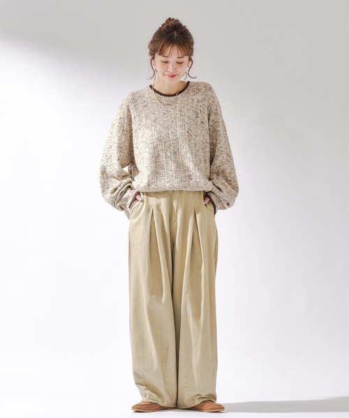 B.C STOCK（ベーセーストック）の「【Deux Allures/ドゥ アリュール】ラメ カノコ編みクルーネックニット（ニット/セーター・メンズ・ブラック/ベージュ/ブルー・FREE）」の11枚目の写真