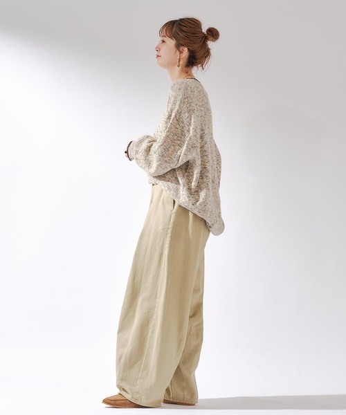 B.C STOCK（ベーセーストック）の「【Deux Allures/ドゥ アリュール】ラメ カノコ編みクルーネックニット（ニット/セーター・メンズ・ブラック/ベージュ/ブルー・FREE）」の12枚目の写真