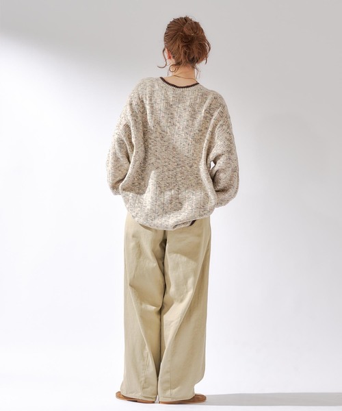 B.C STOCK（ベーセーストック）の「【Deux Allures/ドゥ アリュール】ラメ カノコ編みクルーネックニット（ニット/セーター・メンズ・ブラック/ベージュ/ブルー・FREE）」の13枚目の写真