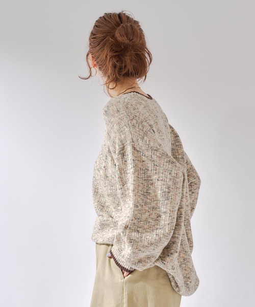 B.C STOCK（ベーセーストック）の「【Deux Allures/ドゥ アリュール】ラメ カノコ編みクルーネックニット（ニット/セーター・メンズ・ブラック/ベージュ/ブルー・FREE）」の15枚目の写真