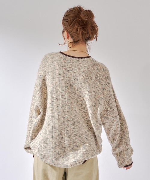 B.C STOCK（ベーセーストック）の「【Deux Allures/ドゥ アリュール】ラメ カノコ編みクルーネックニット（ニット/セーター・メンズ・ブラック/ベージュ/ブルー・FREE）」の16枚目の写真