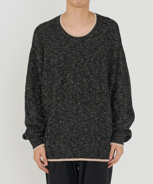 B.C STOCK（ベーセーストック）の「【Deux Allures/ドゥ アリュール】ラメ カノコ編みクルーネックニット（ニット/セーター・メンズ・ブラック/ベージュ/ブルー・FREE）」の17枚目の写真