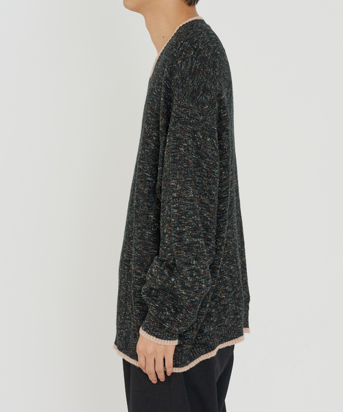 B.C STOCK（ベーセーストック）の「【Deux Allures/ドゥ アリュール】ラメ カノコ編みクルーネックニット（ニット/セーター・メンズ・ブラック/ベージュ/ブルー・FREE）」の18枚目の写真