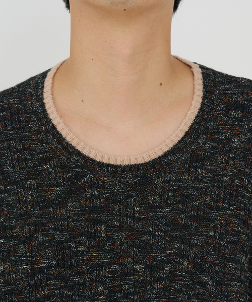 B.C STOCK（ベーセーストック）の「【Deux Allures/ドゥ アリュール】ラメ カノコ編みクルーネックニット（ニット/セーター・メンズ・ブラック/ベージュ/ブルー・FREE）」の20枚目の写真