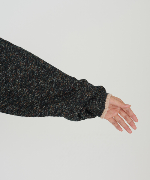 B.C STOCK（ベーセーストック）の「【Deux Allures/ドゥ アリュール】ラメ カノコ編みクルーネックニット（ニット/セーター・メンズ・ブラック/ベージュ/ブルー・FREE）」の21枚目の写真