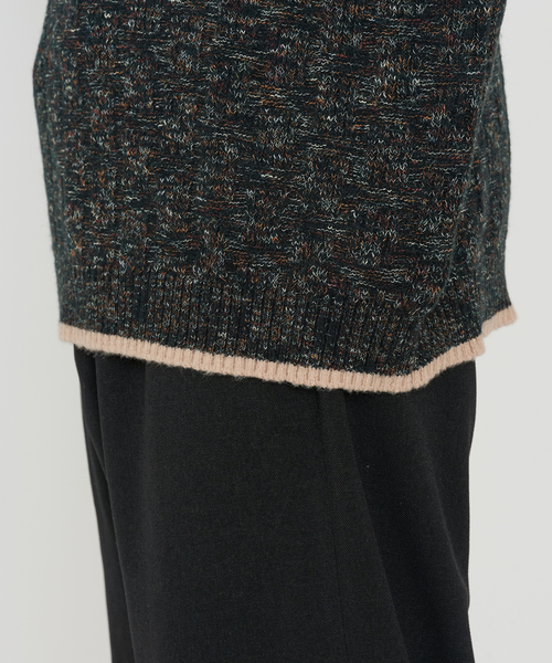 B.C STOCK（ベーセーストック）の「【Deux Allures/ドゥ アリュール】ラメ カノコ編みクルーネックニット（ニット/セーター・メンズ・ブラック/ベージュ/ブルー・FREE）」の22枚目の写真