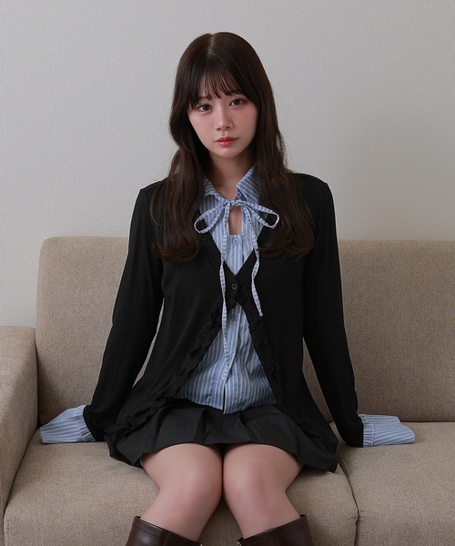 ミュージシャン Layered Pleats Pants /2way Frill Shirts Layered