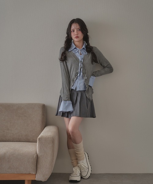 M DOLLY（エムドリー）の「frill merge shirt tops / フリルマージシャツトップス（シャツ/ブラウス・レディース・グレー/ブラック・FREE）」の12枚目の写真