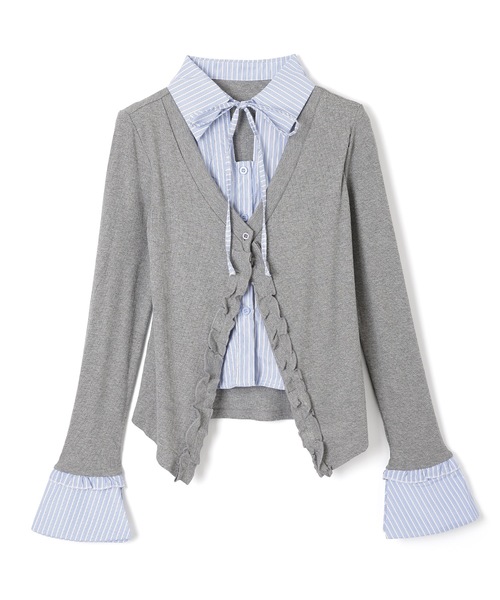 M DOLLY（エムドリー）の「frill merge shirt tops / フリルマージシャツトップス（シャツ/ブラウス・レディース・グレー/ブラック・FREE）」の14枚目の写真