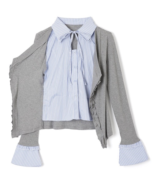 M DOLLY（エムドリー）の「frill merge shirt tops / フリルマージシャツトップス（シャツ/ブラウス・レディース・グレー/ブラック・FREE）」の15枚目の写真