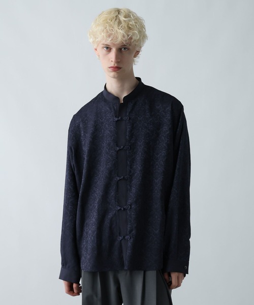 HARE（ハレ）の「ジャガードチャイナボタンスタンドシャツ(HARE)（シャツ/ブラウス・メンズ・レッド/ブルー/ブラック・FREE）」の2枚目の写真