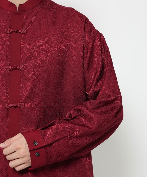 HARE（ハレ）の「ジャガードチャイナボタンスタンドシャツ(HARE)（シャツ/ブラウス・メンズ・レッド/ブルー/ブラック・FREE）」の18枚目の写真