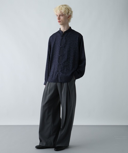 HARE（ハレ）の「ジャガードチャイナボタンスタンドシャツ(HARE)（シャツ/ブラウス・メンズ・レッド/ブルー/ブラック・FREE）」の11枚目の写真