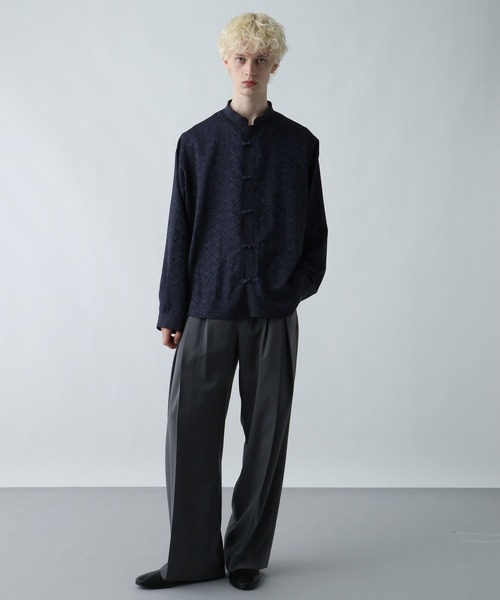 HARE（ハレ）の「ジャガードチャイナボタンスタンドシャツ(HARE)（シャツ/ブラウス・メンズ・レッド/ブルー/ブラック・FREE）」の12枚目の写真