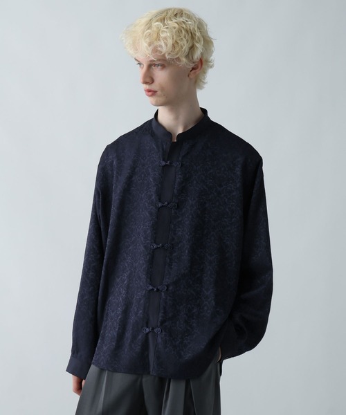 HARE（ハレ）の「ジャガードチャイナボタンスタンドシャツ(HARE)（シャツ/ブラウス・メンズ・レッド/ブルー/ブラック・FREE）」の6枚目の写真