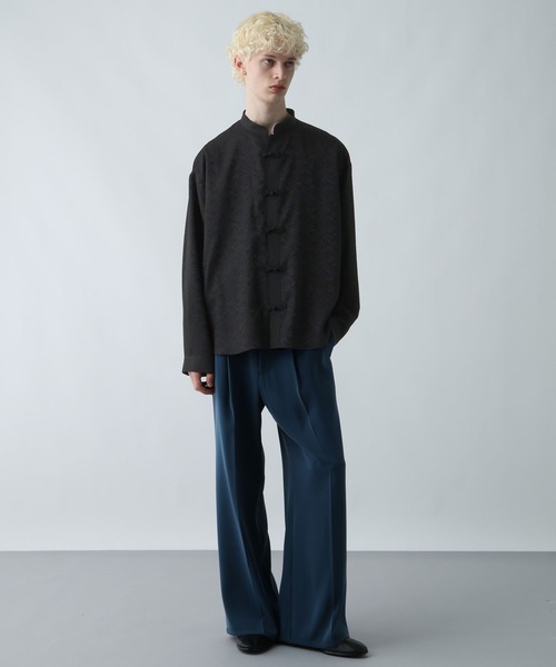 HARE（ハレ）の「ジャガードチャイナボタンスタンドシャツ(HARE)（シャツ/ブラウス・メンズ・レッド/ブルー/ブラック・FREE）」の7枚目の写真